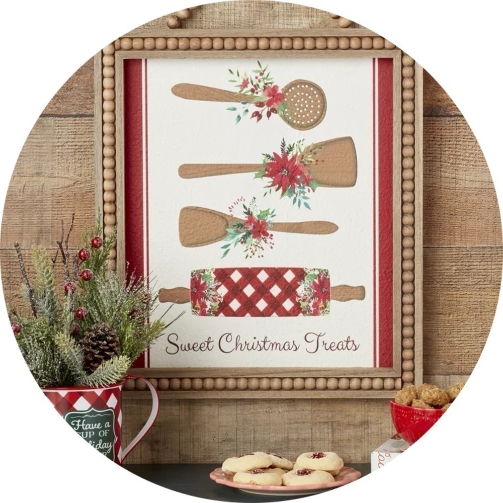 🌸 New The Pioneer Woman Christmas/Holiday Red Gingham Rolling Pin Sign - Picture 5 of 6